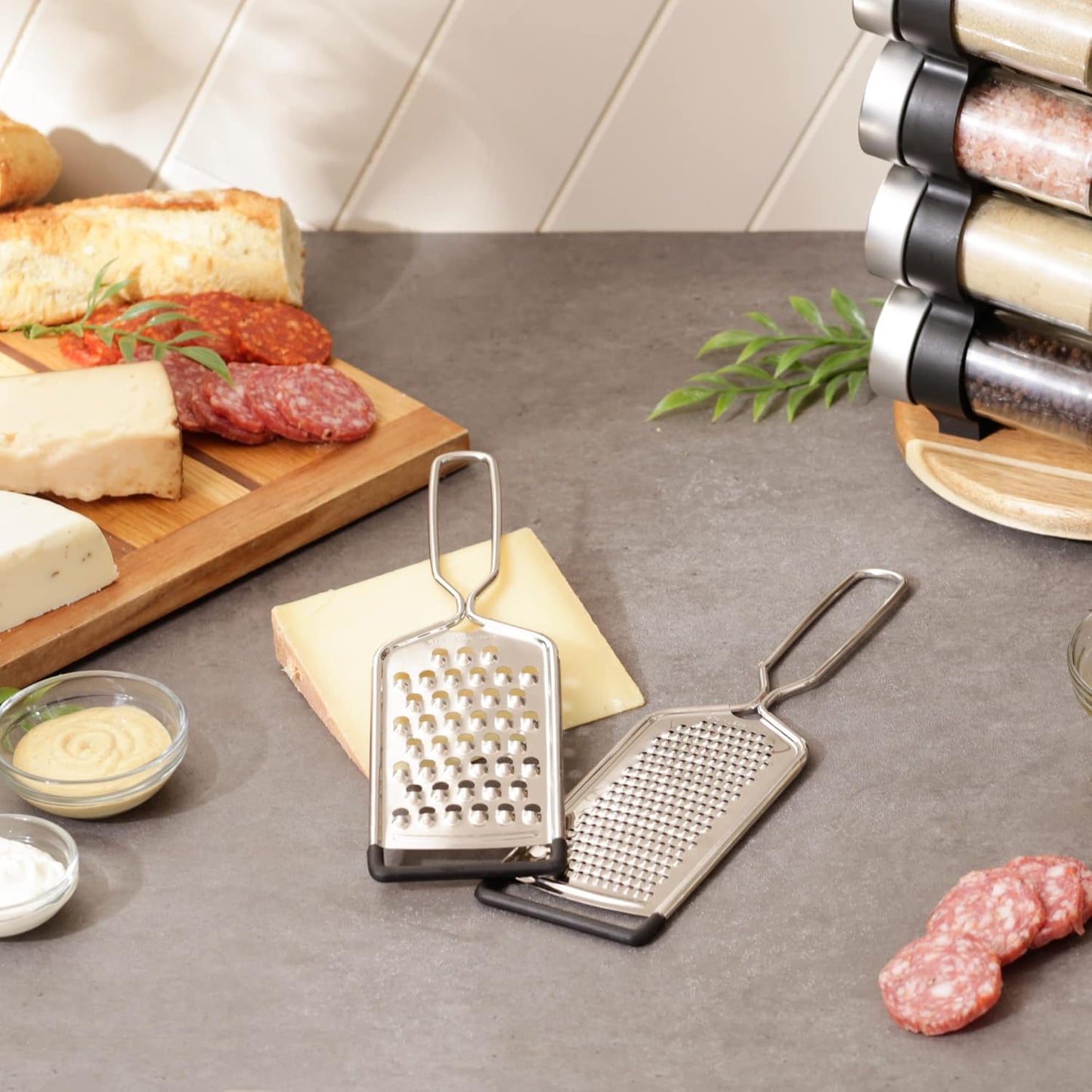 RSVP International Endurance Kitchen Collection Multi-Use Cheese Grater, Handheld Potato Slicer, 10 x 2-3/4-Inch