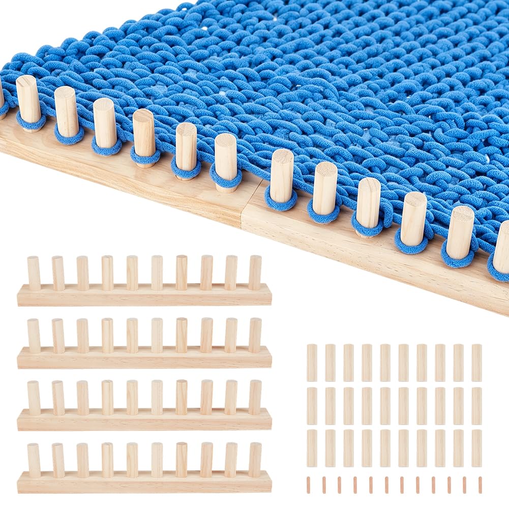 PH PandaHall Chunky Blanket Loom Knitting Kit, 1.6m DIY Wooden Weaving Blanket Maker Adjustable Size Hand Knitting Kit Yarn Crochet Loom Frame for DIY Hand Yarn Crafts Beginner