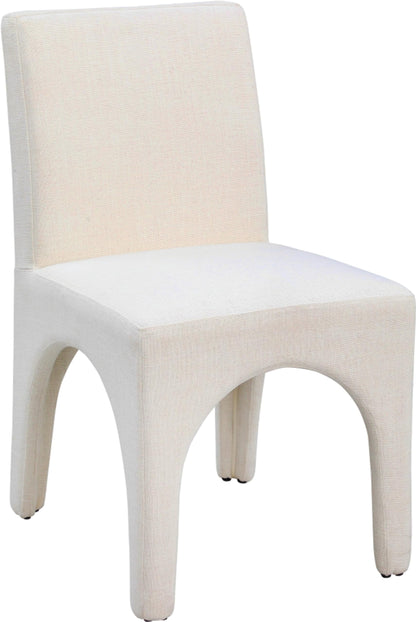 Meridian Furniture 753Beige-C Gramercy Collection Art Deco Dining Chair with Rich Beige Linen Textured Fabric with Weave, Arched Iron Inner Frame, 18.5" W x 23.5" D x 33" H, Beige, Set of 2