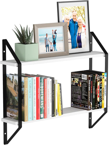 24" 2 Wallniture Ponza Floating Shelves for Living Room Decor, Bookshelf Wall Decor, Tier Bathroom Organizer & Kitchen