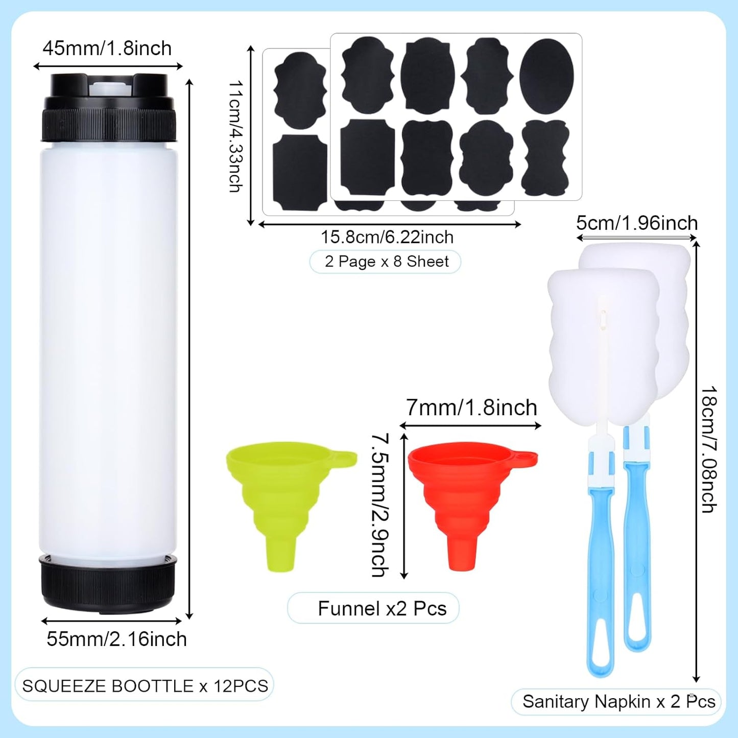 12 16 Oz mwellewm Pc Condiment Squeeze Bottles for Sauces Ketchup Bottles Squeeze Plastic Mustard Dispenser Refillable