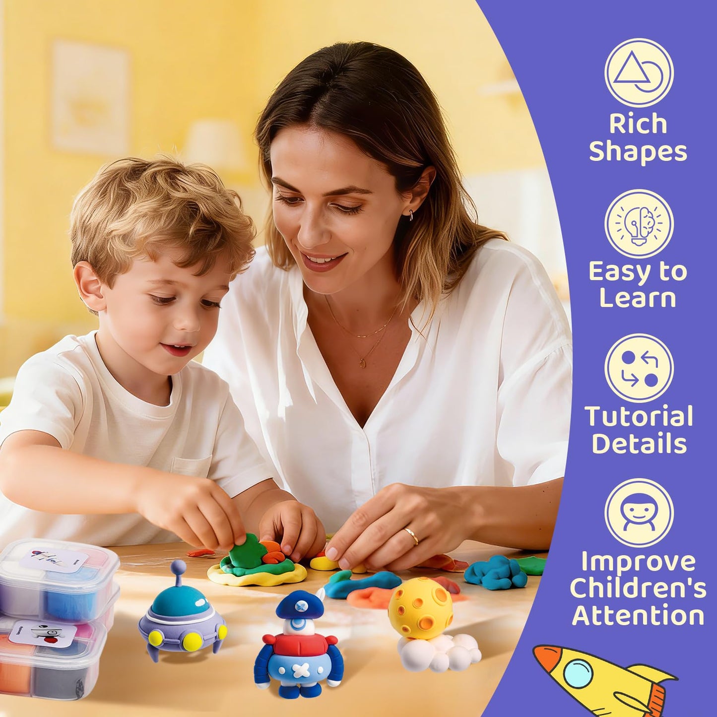 Both Idea Air Dry Clay Kit for Kids, 12-Piece Modeling Clay Sculpting Set, Ultra Light & Soft Non-Sticky, DIY Art Crafts for School Projects & Party Favors, Safe Gift for Boys & Girls