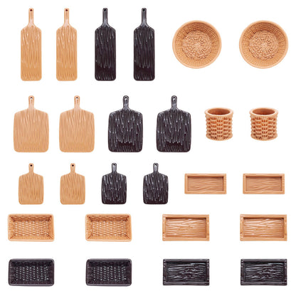 Magibeads 26Pcs Miniature Dollhouse Basket Food Bread Cutting Board Rattan Basket Food Tray Charcuterie Boards Tiny Things Stuff Accessories for Micro Garden Landscape Decoration