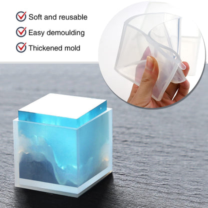 Large Square Resin Molds-Large Cube Silicone Casting Molds for DIY Art Epoxy Resin,Transparent Deep Square Silicone Molds for Resin Casting,4 Inch and 3Inch,2 Pack