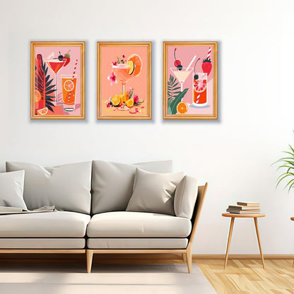 Mosaflare 6 Pack Painting by Numbers Kit for Beginner, Cocktail Adult Paint by Number Kits on Canvas, DIY Acrylic Oil Easy Paint by Number for Home Wall Decor 8X12 inch (Without Frame)