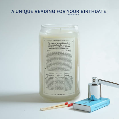 Birthdate Candles, April 25 - Taurus Zodiac Scented Candles Birthday Gift - Cedar, Sandalwood & Eucalyptus Scent - All-Natural Soy & Coconut Wax, 60-80 Hour Burn Time - Made in USA