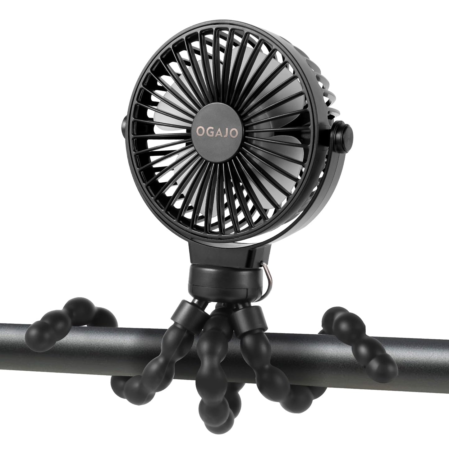 OGAJO Portable Stroller Fan With Flexible Tripod, 5200mAh Battery, 3 Speeds, USB Rechargeable, for Stroller, Car Seats, Cribs and More