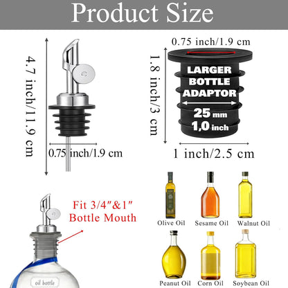 12 Pack Olive Oil Pour Spout with Adapters, Oils Pourer for Olive Oil Dispenser Bottle, Easily Turn Your Bottles into