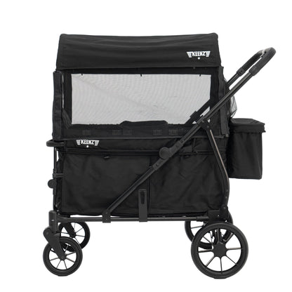 Keenz Viva 4-Passenger Compact Stroller Wagon for Kids with Foldable Frame, Push/Pull Handle, EVA Wheels, and Mosquito Net Canopy – Lightweight Wagon for Families, Black