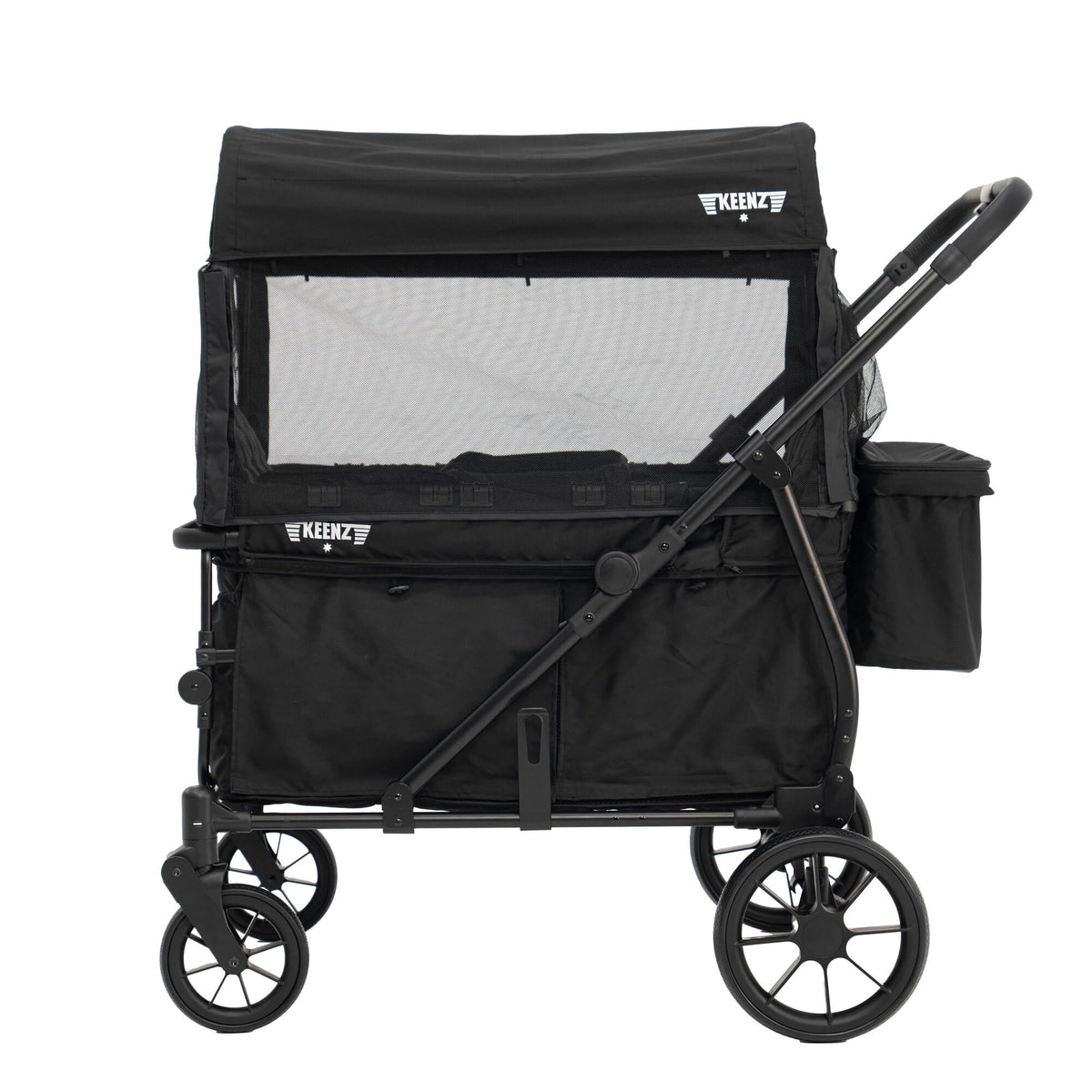 Keenz Viva 2-Passenger Compact Foldable Stroller Wagon with Canopy, Hybrid Push Pull Handle, EVA Wheels, and Storage – Lightweight Stroller Wagon for Toddlers and Kids, Black