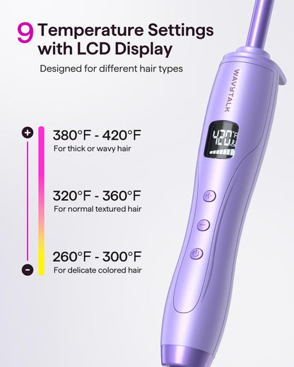 Wavytalk 3/8 Inch Small Curling Iron Wand for Short & Long Hair, Ceramic Barrel with Adjustable Temperature, Heat Resistant Glove Included (Rose Pink)