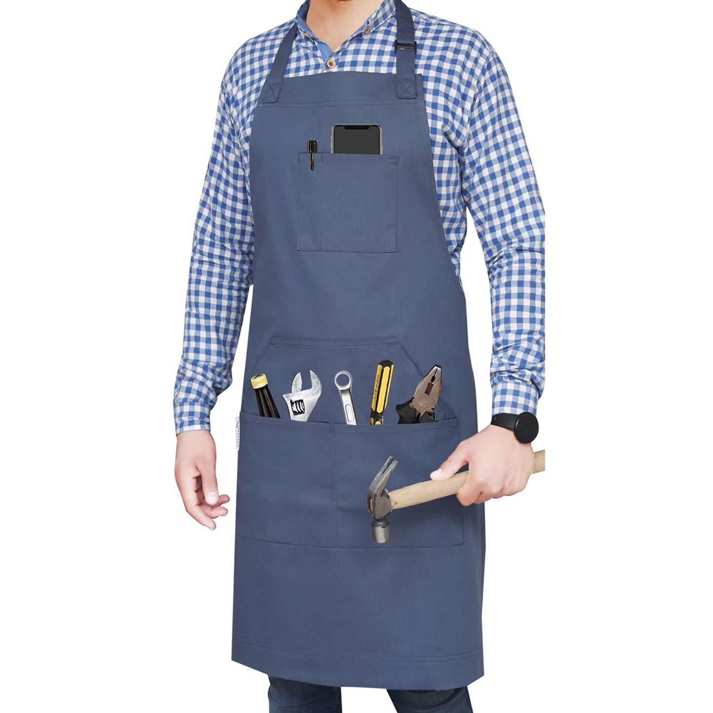 RUVANTI Aprons for Men, Women with Pockets Cotton Enrich Durable Large XXL size for Kitchen, Workshop, BBQ, Chef Apron