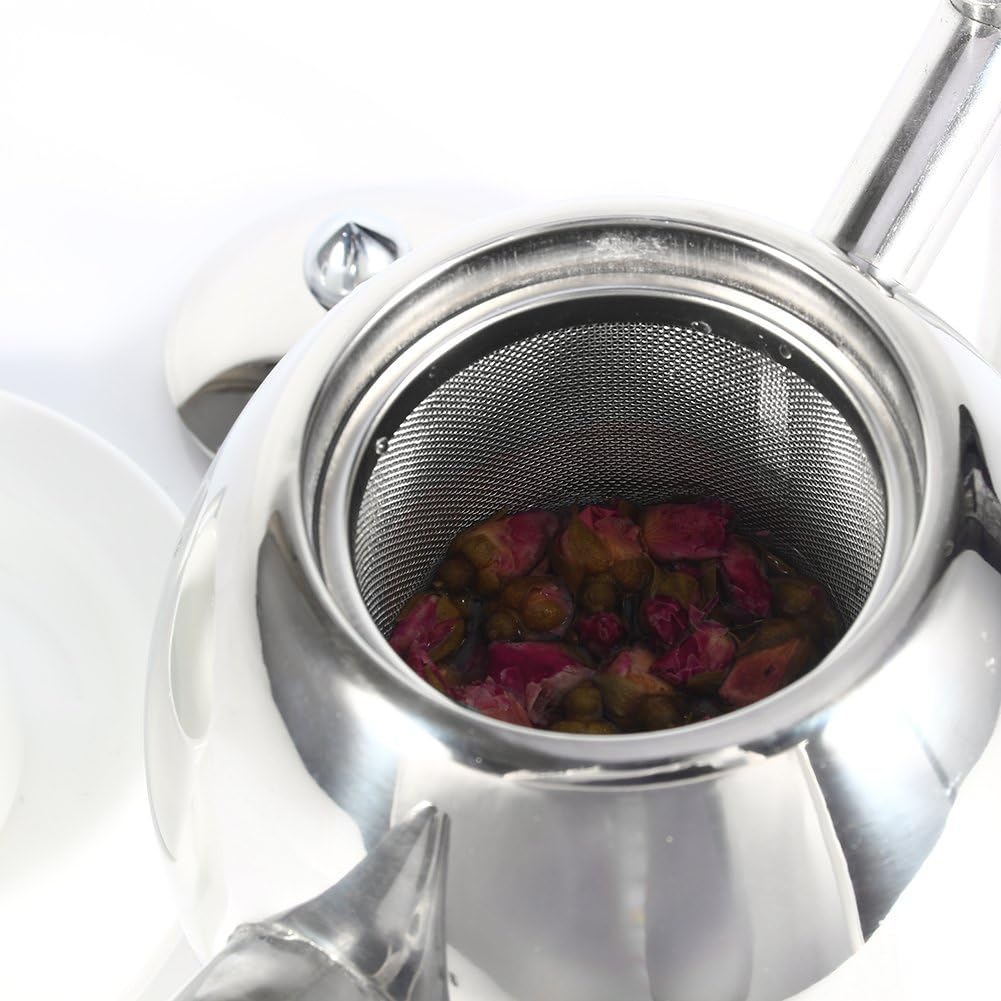 Coffee Tea Pot - Stainless Steel Teapot with Filter, Large Capacity Polished Kettle for Home, Hotel, Cafe (1000ML)