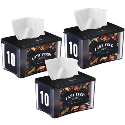 Stardrix 3-Pack Interfold Tabletop Napkin Holder, Spring Loaded Commercial Restaurant Napkin Dispenser with 4-Sided Marketing Insert Display, Easy-Access Black Napkin Dispenser for Counters & Tables