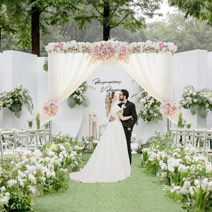 EMART Pipe and Drape Backdrop Stand Kit, 12ftx10ft Heavy Duty Adjustable Photo Background, Metal Frame with Flat Base for Wedding, Birthday Party, Banquet Decorations