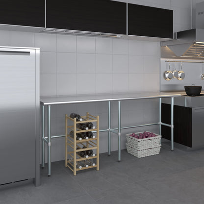 AmGood Stainless Steel Work Table Open Base | NSF Kitchen Island Food Prep | Laundry Garage Utility Bench (84" Long X 18" Deep)