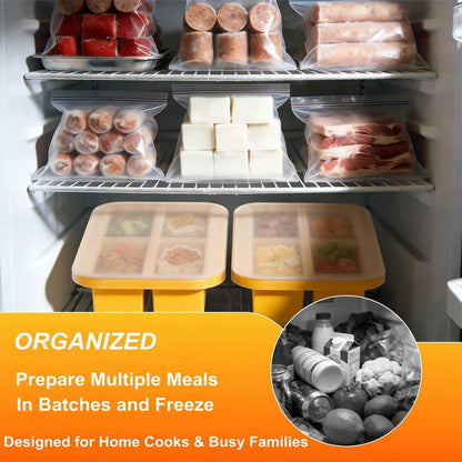 Bangp 1-Cup Silicone Freezing Trays with Lid,2 Pack,Easy-Release Silicone Freezer Molds for Soup Ice Cubes,Soup Freezer Molds,Freeze & Store Broth,Sauce,Leftovers - Makes 8 Perfect 1 Cup Portions