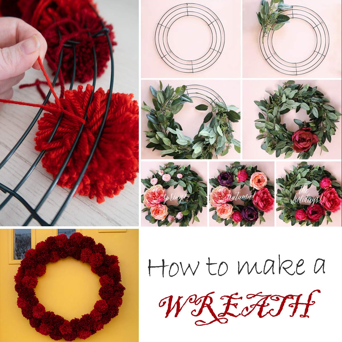 8 Pack Wire Wreath Frame 12 Inch Metal Form Ring for Crafts DIY Front Door Christmas New Year Valentines Wedding Garden Home Party Decoration with 38 Yard Paddle Wire