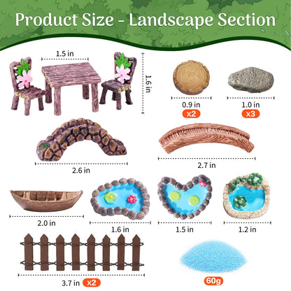 DEERSJUMP 111 Pcs Mini Garden Accessories Decorations Outdoor Kit Resin Mini Figurines Owl Bunny Squirrel and More for Miniature Garden, Yard, DIY Village Decoration