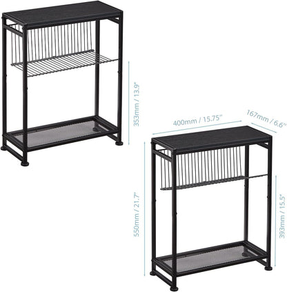 2 1 Dulcii Small Side Table for Small Spaces - Slim End Table with Magazine Holder - in Design Narrow End Table Living