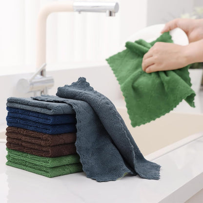 12 Pack 10 10 inches, Homaxy Kitchen Dish Cloths, Super Soft and Absorbent Coral Velvet Dish Towels, Nonstick Oil Fast