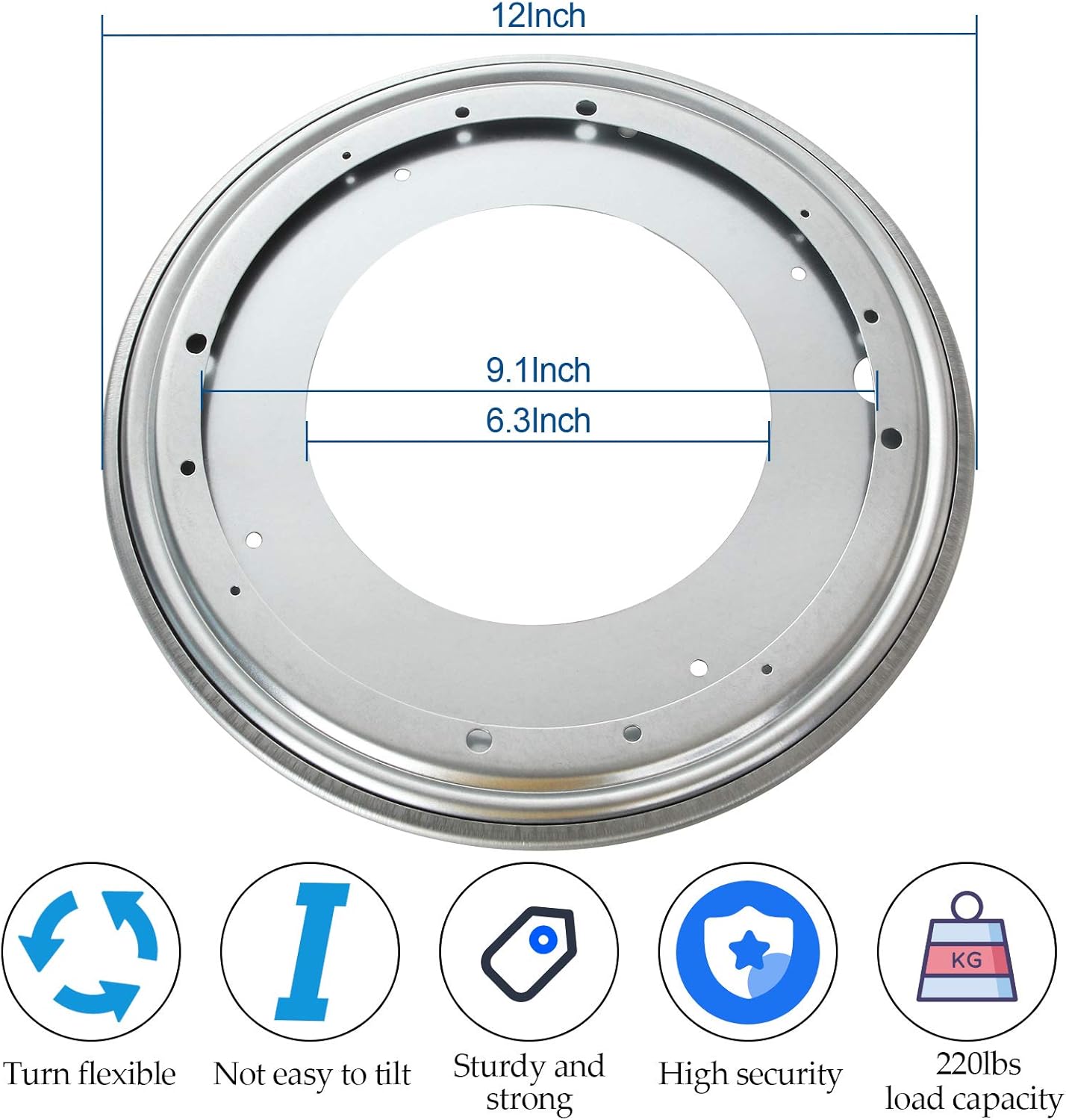 2Pack 12inch 5/16 1000lbs Lazy Susan Hardware, Thick Turntable Bearings, Rotating Bearing Plate Heavy Duty for Rotating