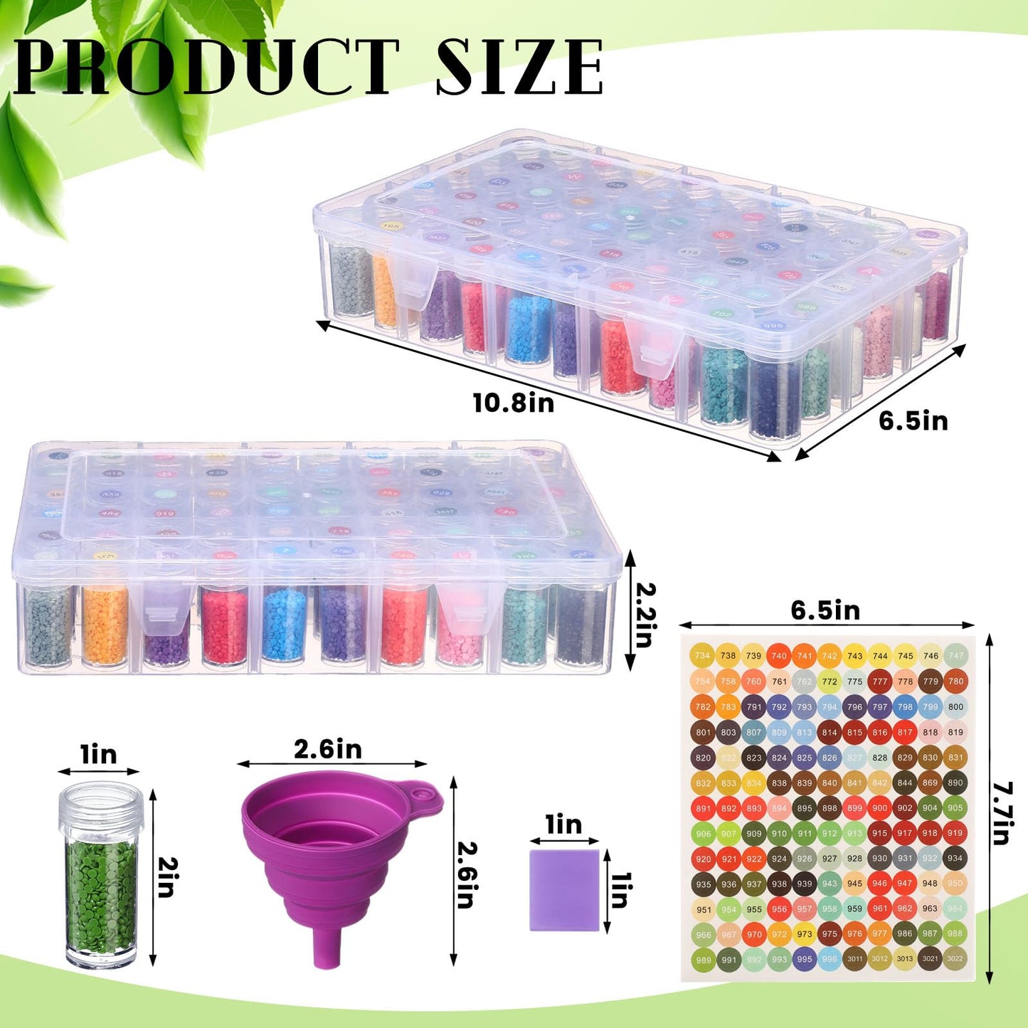 Willinglong 2 Pack Diamond Art Storage Containers Set, Grids Bead Organizer Box with Diamond Painting Accessories Labels for Jewelry Art DIY Dot Craft Bead Storage