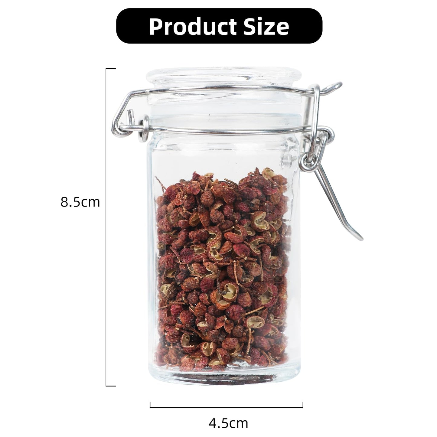 Homelike Style 2.3 oz Small Glass Stash Jars with Labels, 12 Pack Mini Spice jars with Airtight Seal, Empty Spice Bottles with Silicone Rubber Gasket for Herb Tea Seasoning Storage