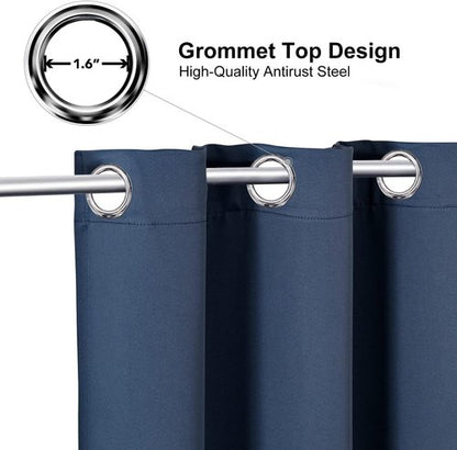 ChrisDowa Grommet Blackout Curtains - Thermal Insulated Room Darkening Panels, Stone Blue, 52W x 95L