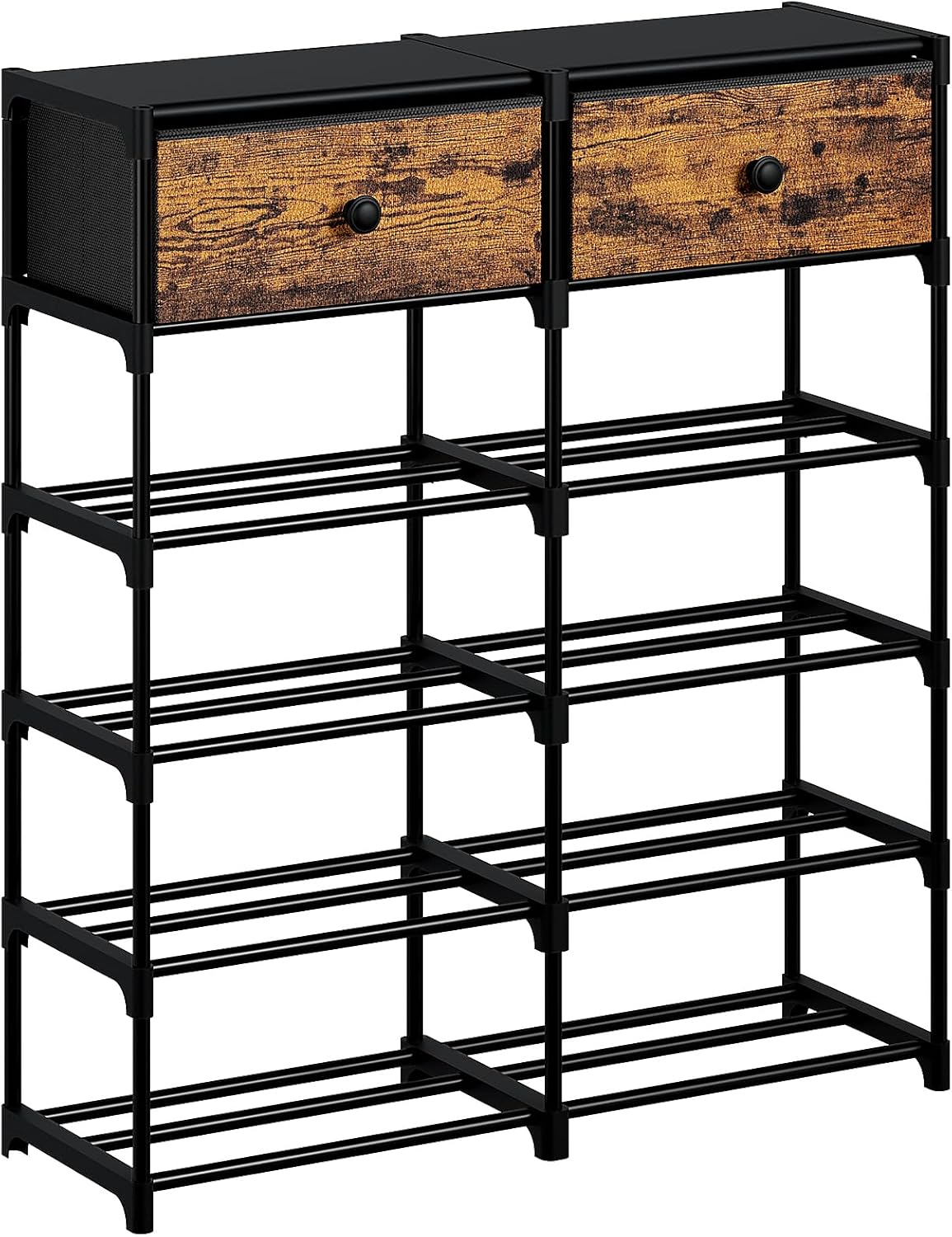 6 2 20-24 Closet Shoe Rack, Tier Shoe Rack Organizer with Large Drawers, Shoe Storage for Pairs, Sturdy Metal Shoe
