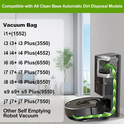 12 Pack i3, i3+, i7, i7+, i8, i8+, i4, i4+, i1, i1+, i6, i6+, j7, j7+, s9, s9 Dust Bin Bags Compatible for Robotic