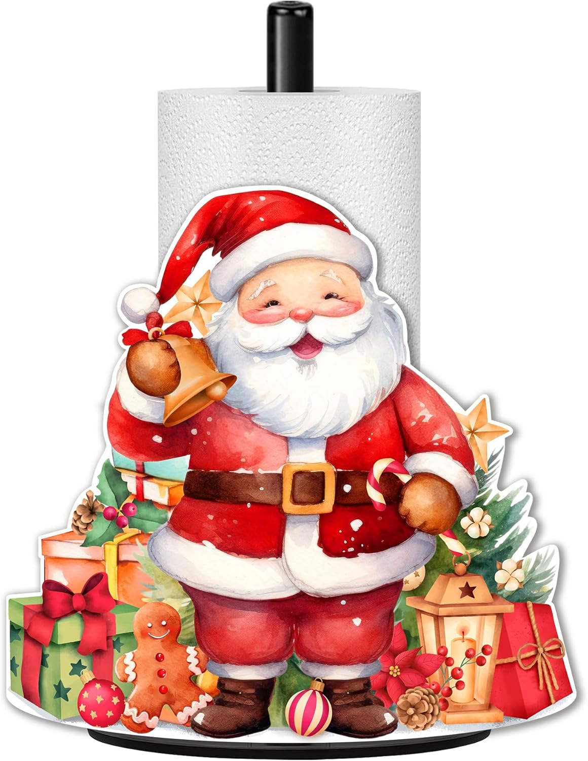 HNBYTJ Countertops 2 Christmas Paper Towel Holder, Christmas Gnomes Santa Claus Decor, Metal Stand Towels Paper Holder