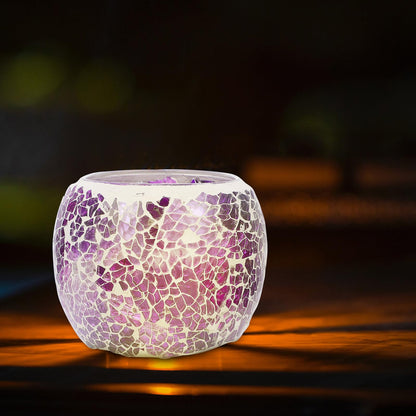 Alasum European Mosaic Glass Candlestick Holder, Purple Romantic Candlelight Dining Table Candle Holder for Home and Restaurant Decor