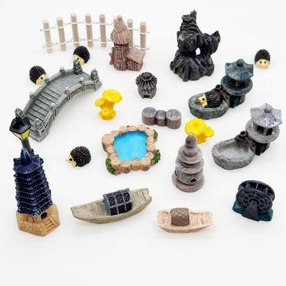 Cayway Outdoor Fairy Garden Miniatures Mini Zen Garden Accessories, Artificial Garden Grass, Model Trees, Mini Garden Ornaments, Bonsai Decorative Craft Tools Kit