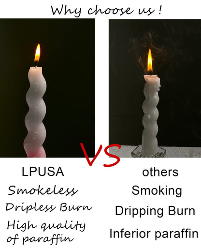 LPUSA Hunter Green Spiral Taper Candles Twisted Candlefor Holiday Wedding Party Wax Unscented Dinner Candle Dripless,Christmas Gift,4pcs（7.5" Hunter Green）
