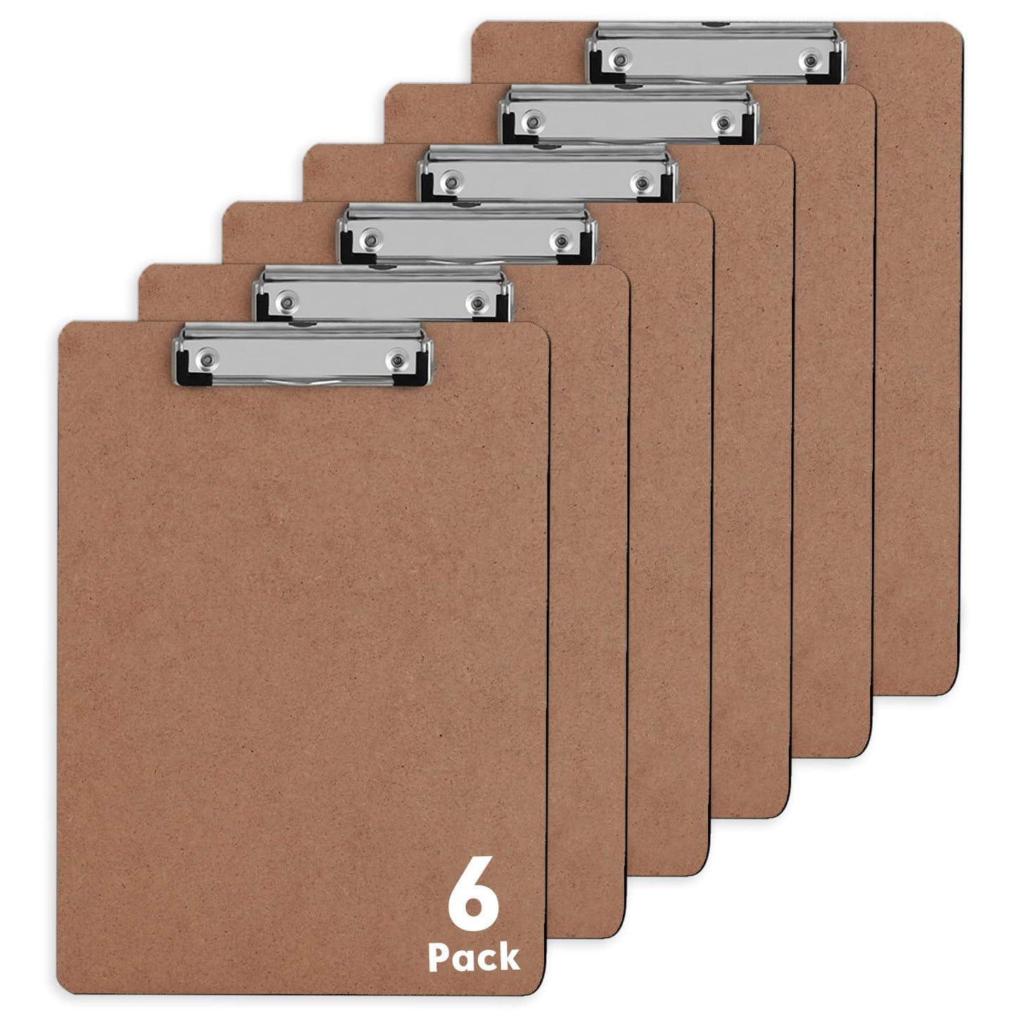 Clipboards, PANDRI 6 Pack Hardboard Office Clipboards, Low Profile Clip, Clip Boards 8.5x11 Standard Letter Size, Classroom Supplies, ECO Friendly