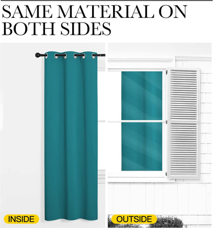 NICETOWN Blackout Curtains - Thermal Insulated Room Darkening Panels | 48-Inch Length, Peacock Teal (2 Pieces)