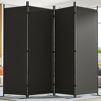 Yettsoy Room Divider 6FT Tall Folding Privacy Partition Screen, 88'' W Portable Wall Divider for Room Separation, Freestanding 4 Panel Room Divider Panel Privacy Screen for Dorm Studio Office, Black