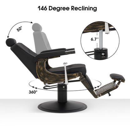 BarberPub Vintage Barber Chair Heavy Duty Metal Frame All Purpose Hydraulic Recline Beauty Salon Spa Equipment 2905