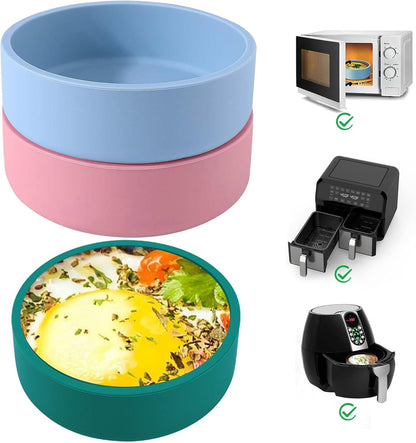 Silicone Air Fryer Egg Pan, Reusable Egg Bite Maker, BPA Free Microwave Egg Cooker, Multi Color, 3Pcs