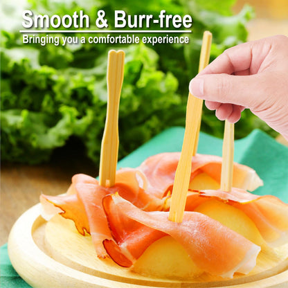 1200PCS Bamboo Appetizer Forks, 3.5 Inch Mini Bamboo Forks for Charcuterie Boards Accessories, Wooden Toothpicks for Appetizers, Disposable Small Fruit Food Cocktail Picks for Party Supplies