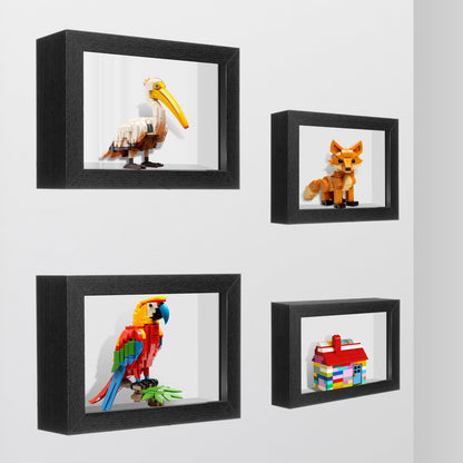 Fiwochic 4 Pack Shadow Box Frame Display Cases Wood Deep Shadowbox with Acrylic Dustproof Shadow Boxes Display Cases Suitable for Photos, Dried Flowers, Handicrafts Picture Frames for Wall Black