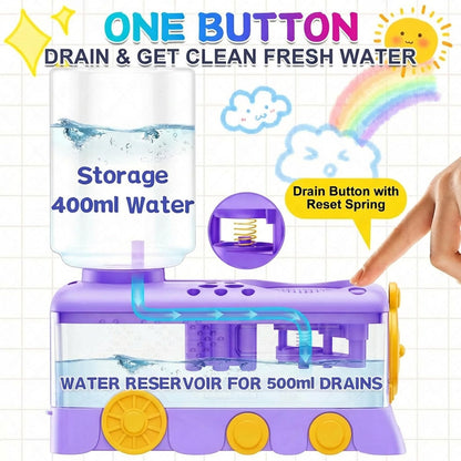 Paint Brush Cleaner with Press-to-Clean Design, All-in-1 Brush Rinsing Station with Built-in Holder & Tray, Water Dispenser for Acrylic Watercolor Painting, Art Supplies Gift for Artists Kids Adults