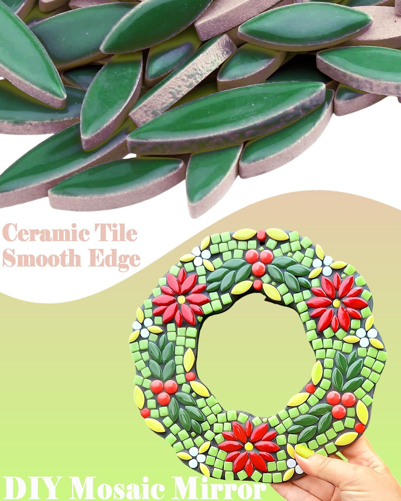 200g Ceramic Petals Bulk Mosaic Tiles for Craft, Small Oval Stepping Stone Kit, Glazed Porcelain Pieces for Coaster Tray House Number Mirror Lamp Home Decorations (Red)