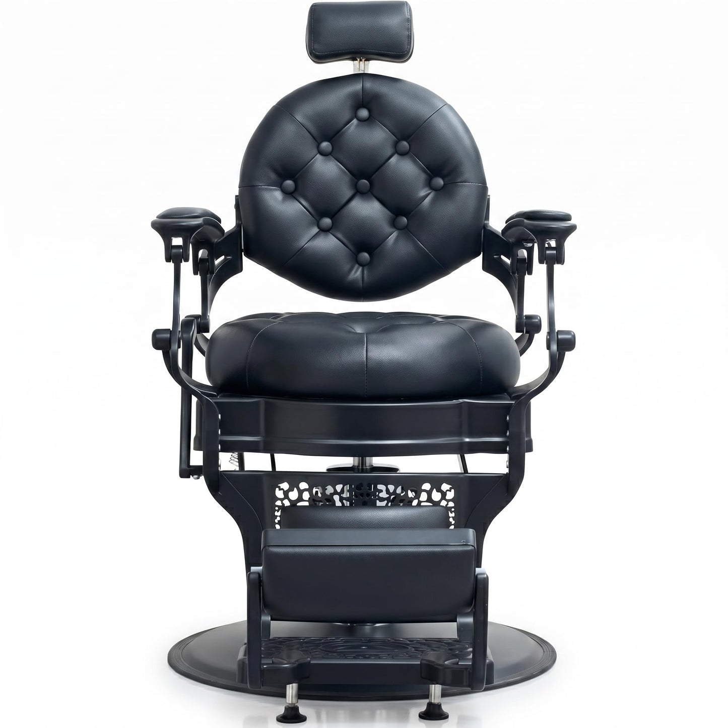 Grace&Grace Barber Salon Chair for Barbershop,Heavy Duty Recline Salon Chair for Hair Beauty Stylist Tattoo Home Barber (Black, Round Seat)