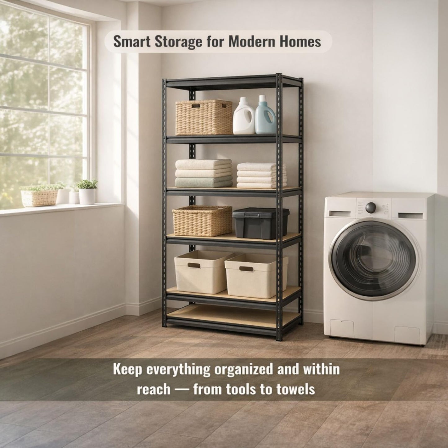 PRO&Family 24"x 72"x 72" 5 Shelves Heavy Duty Shelving Unit - Industrial Garage Storage Rack Z- Beam Storage Shelf Shelf Organizer Metal Wood Storage Shelves System