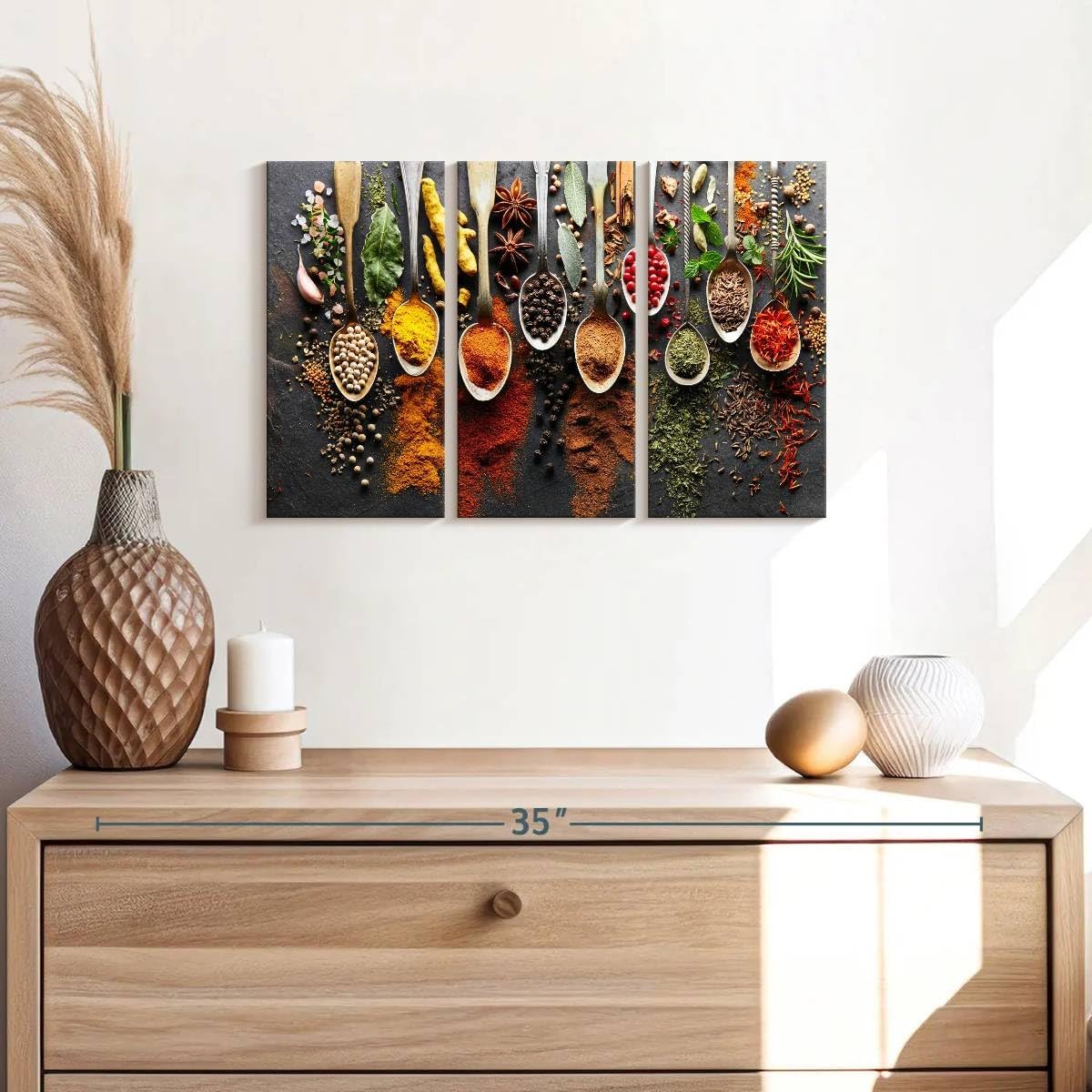 3 23" 14" ElephantStock Choice of Spices Wall Art - Panel Multi Piece Canvas Print for Kitchen - Wall Decor Pictures