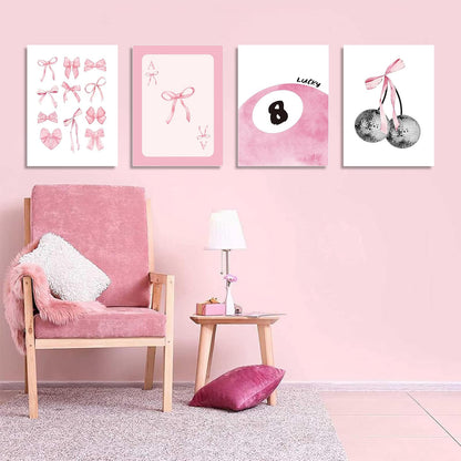 4 Pack Pink Coquette Diamond Art Kits for Adults, 5D DIY Bow Diamond Painting Kits for Beginner, Diamond Dots Full Drill Crafts for Gem Art Dot Art for Adults Home Wall Decor for Teens Girls 10x12in
