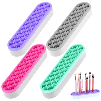 Pafeooui 4 Pcs Silicone Makeup Brush Holder, Multipurpose Cosmetic Organizer, Pen Holder for Desk, Storage Box, Sewing Tool, Beauty Tool, Scissors, Toothbrush Holders
