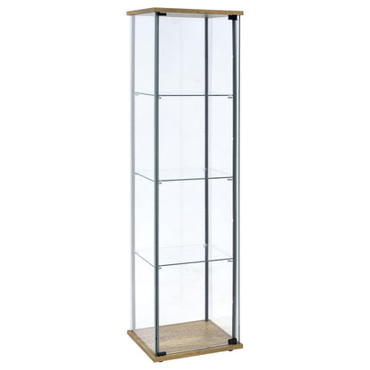 Coaster Home Furnishings - Bellatrix - Glass - 3-Shelf Curio Cabinet with Metal Frame, One Door, and Black Hardware - Living Room - 64-Inch - Mango - 950172MGO